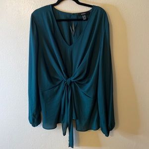 Forever 21 Emerald Green Long Sleeve Blouse 3X
